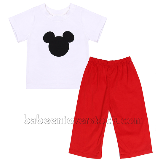 Mouse applique pants set for boy - BB1213